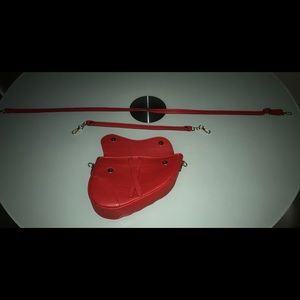 Genuine Red Leather Saddle Bag